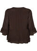 Bluse med 3/4-&aelig;rmer og fl&aelig;sedetaljer, Brun, Packshot image number 1