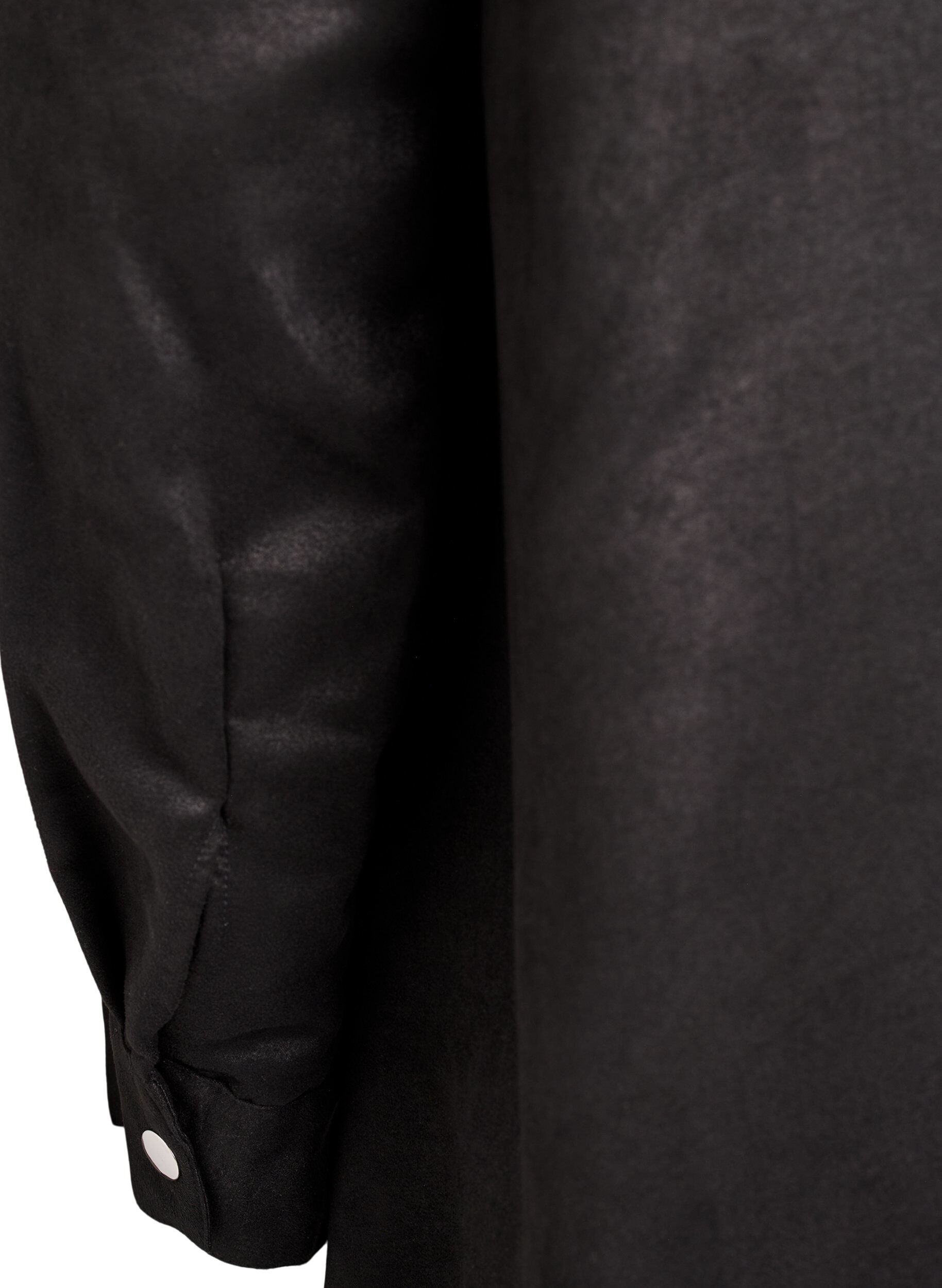 Zizzi Lang skjorte i imiteret ruskind med lynl&aring;s, Sort, Packshot image number 3