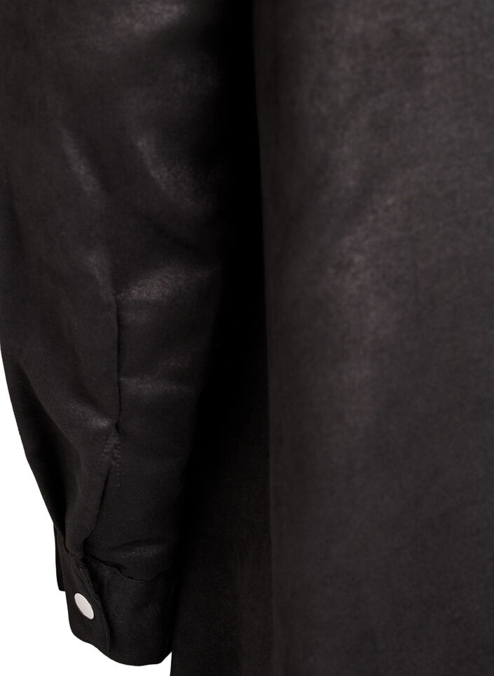 Lang skjorte i imiteret ruskind med lynlås, Sort, Packshot image number 3