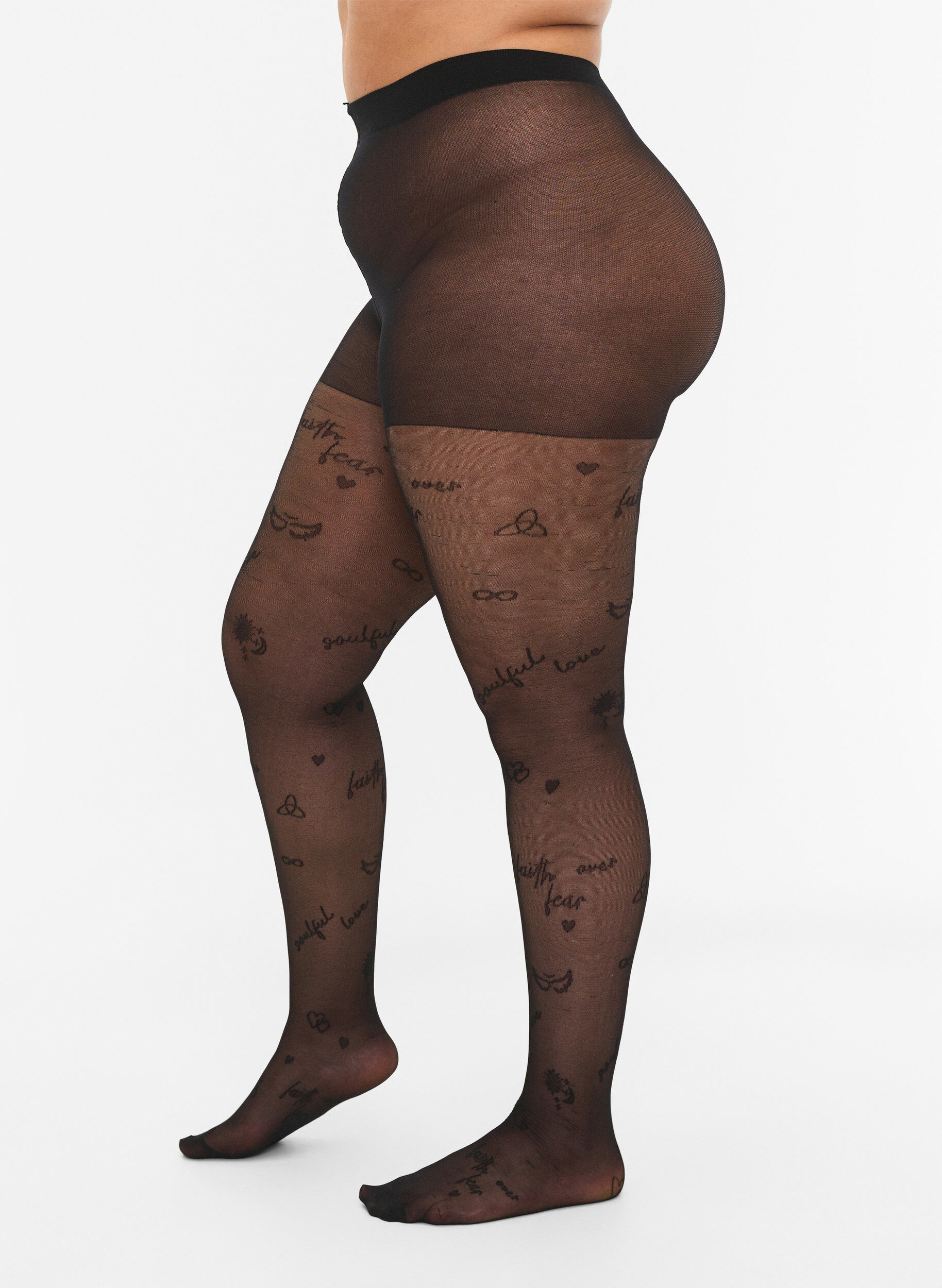 Zizzi Tattoo str&oslash;mpebukser i 25 denier, Black, Model image number 0