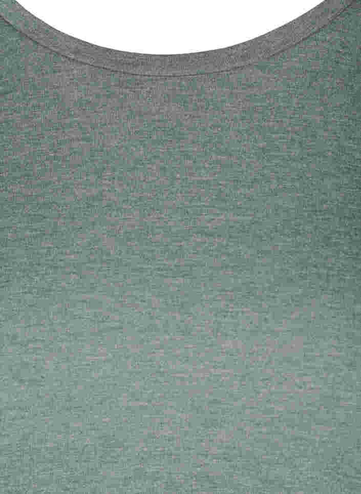 Ensfarvet bluse med 3/4 ærmer, Balsam Green Mel, Packshot image number 2