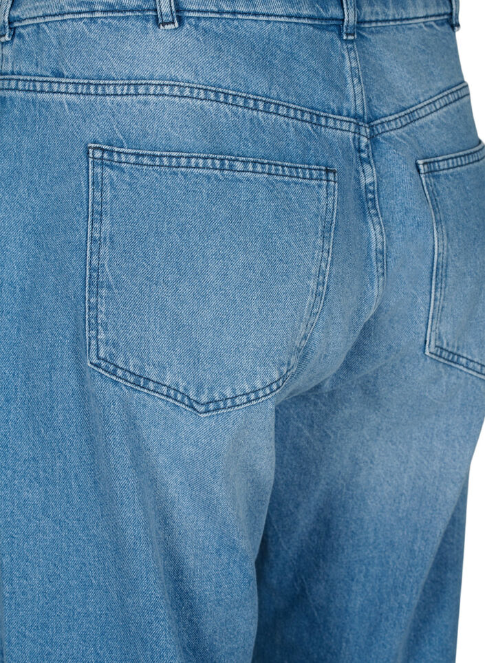 Straight fit jeans med rå kanter, Medium Blue, Packshot image number 3