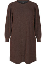 Kjole med zigzag mønster og glimmer, Copper ZigZagShimmer