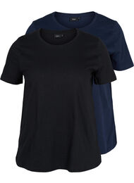 2-pak basis t-shirt i bomuld, Black/Navy Blazer