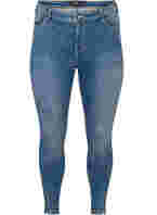 Cropped Amy jeans med lynlås, Blue denim