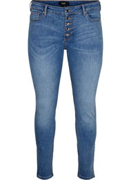 Sanna jeans med super slim fit og knaplukning, Blue denim
