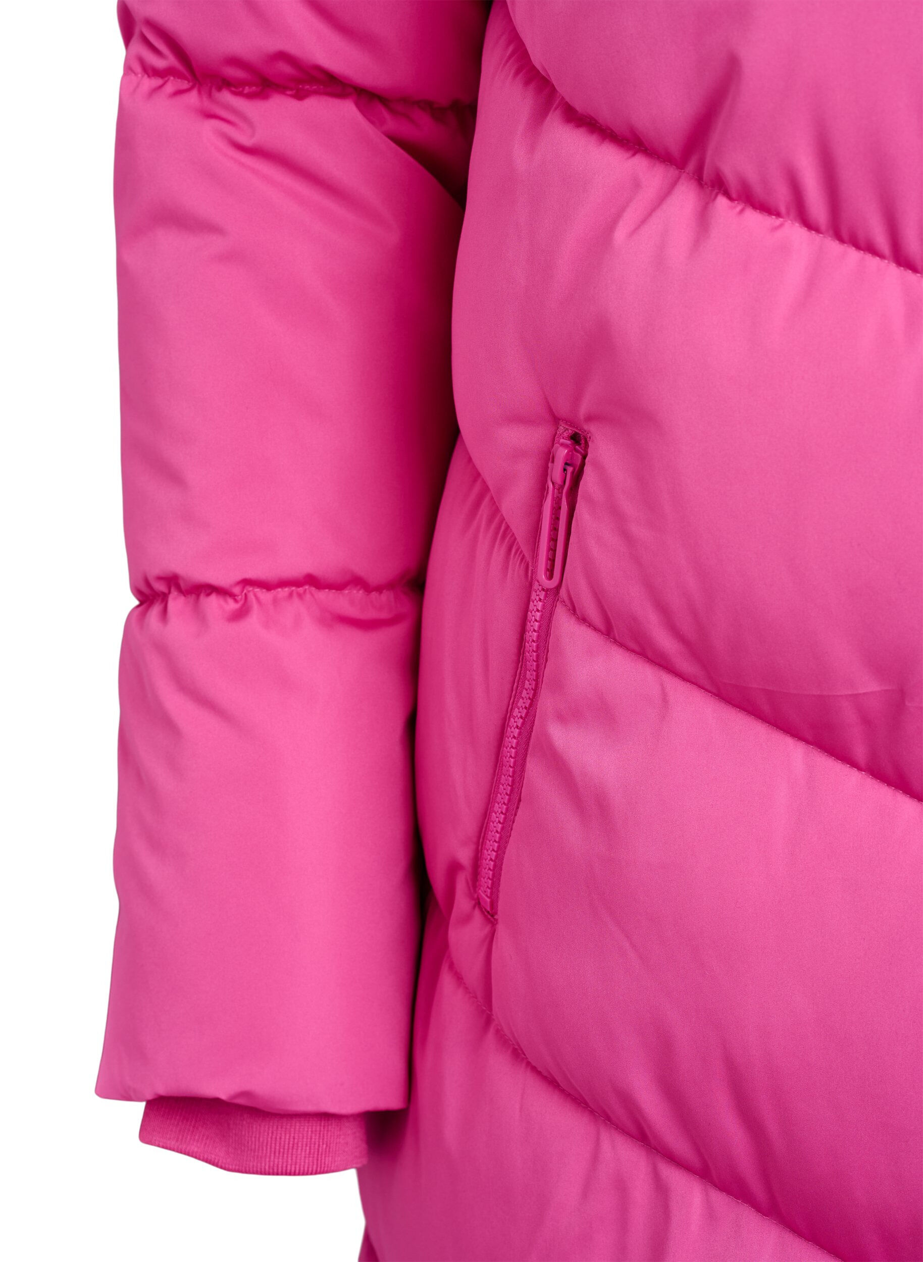 ZizziLang pufferfrakke med h&aelig;tte og lommer , Lyser&oslash;d, Packshot image number 3