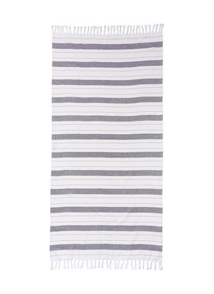 Stribet håndklæde med frynser, Dark Grey Melange, Packshot image number 1