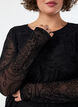Meshbluse med paisleym&oslash;nster og skr&aring; kant, Sort, Model image number 3