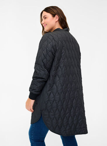 Quiltet jakke med lommer, Black, Model image number 1