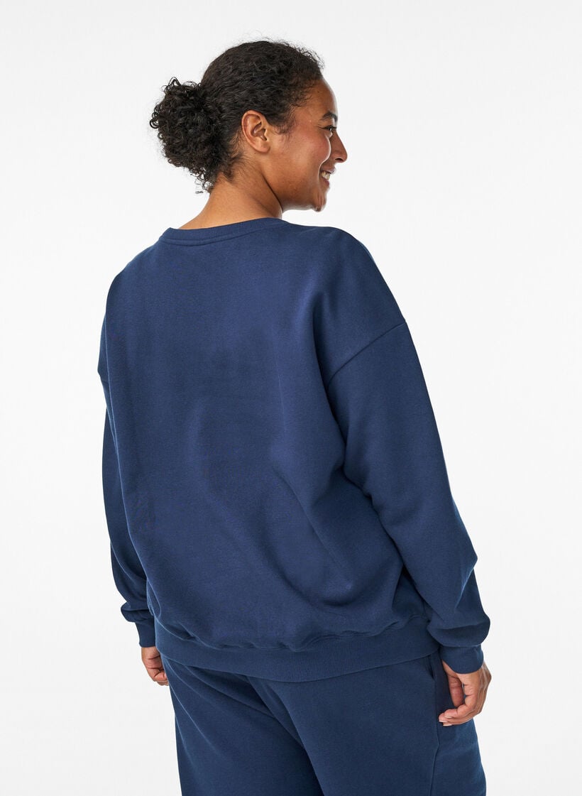 Sweatshirt med tekstmotiv, Bl&aring;, Model image number 2
