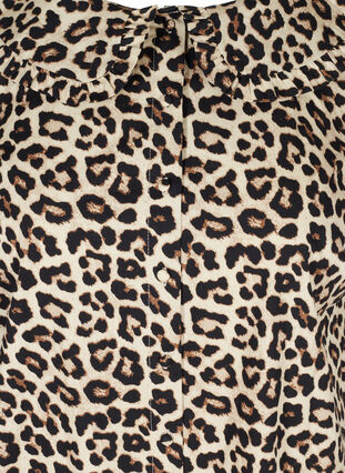 Kortærmet bomulds tunika med leopardprint, Oyster Grey AOP, Packshot image number 2