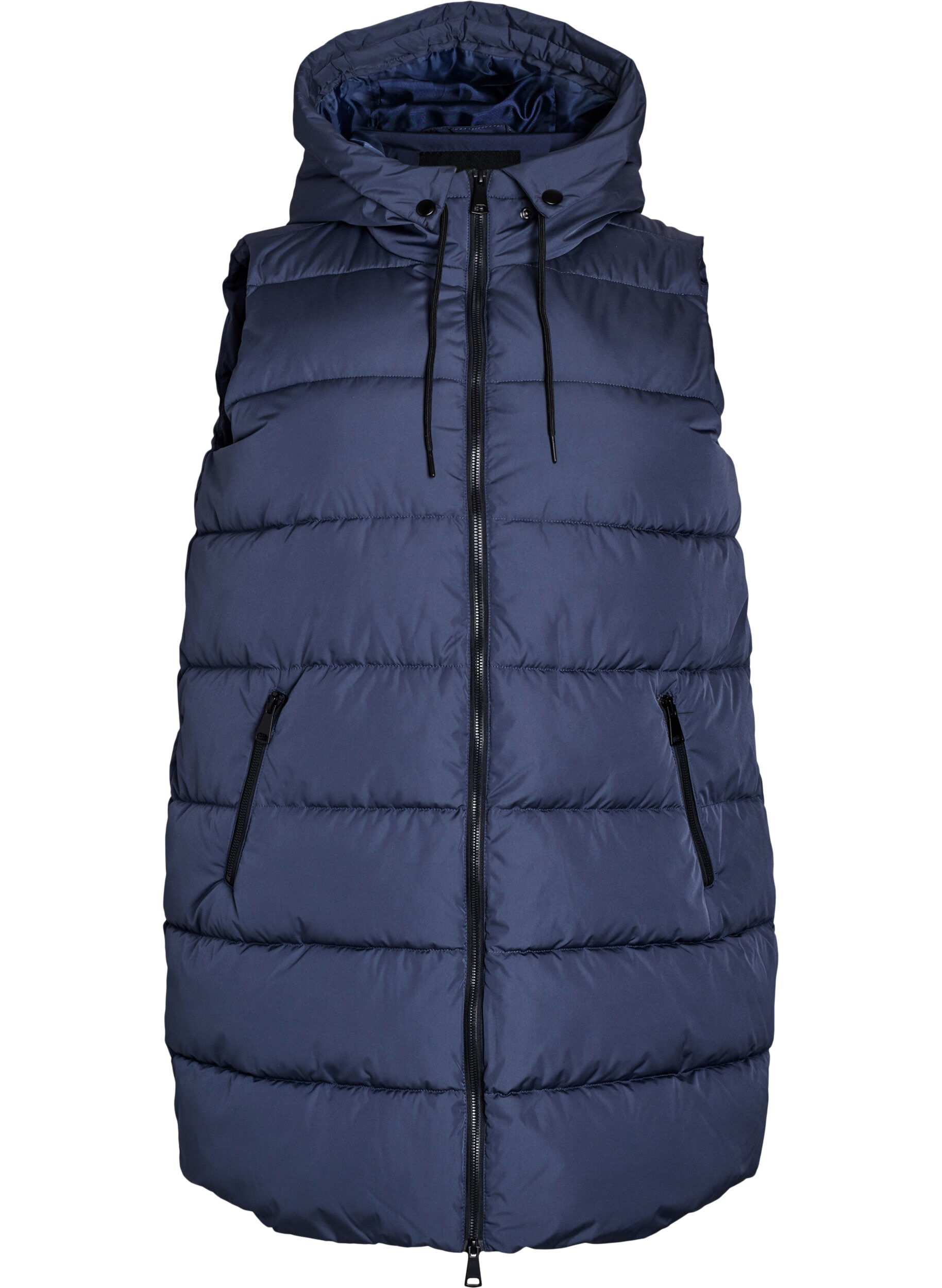 ZizziLang vest med h&aelig;tte og lommer, Bl&aring;, Packshot image number 0