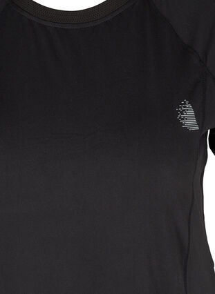 Ensfarvet trænings t-shirt med reflex detaljer, Black, Packshot image number 3