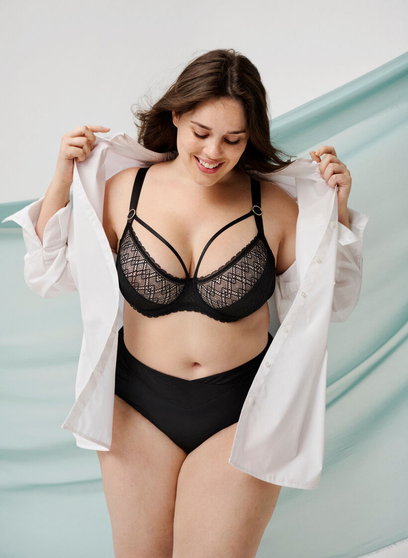 Blonde balconette med stringdetalje, Sort, Image image number 0