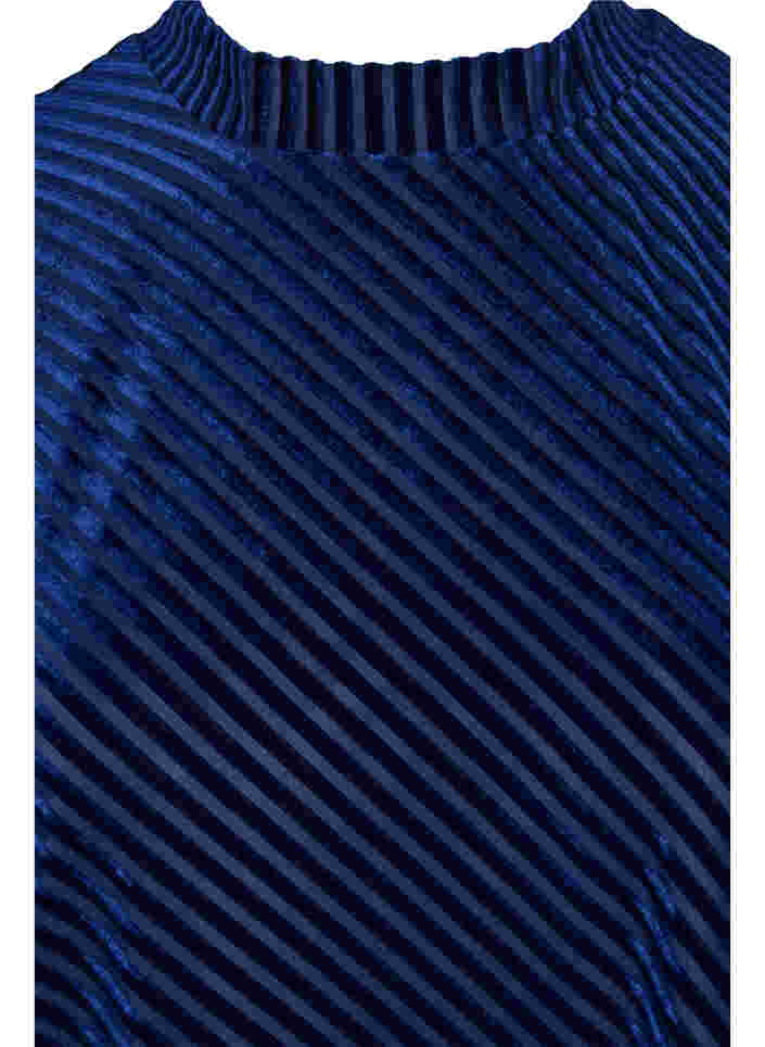 Strukturmønstret kjole i velour, Evening Blue, Packshot image number 2