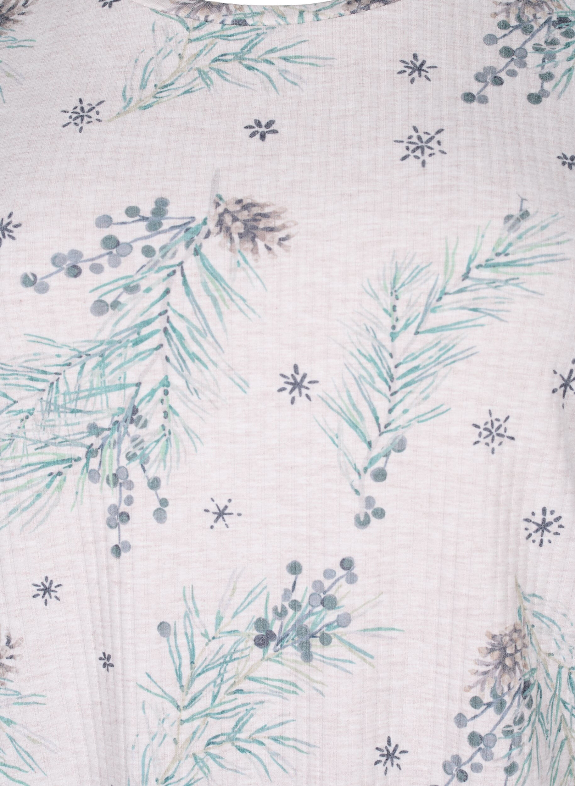 Zizzi Lang&aelig;rmet bluse i rib, Natural M&eacute;l AOP Gran, Packshot image number 2