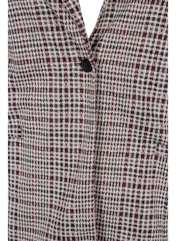 Ternet blazer med knaplukning, Brown Check, Packshot image number 2
