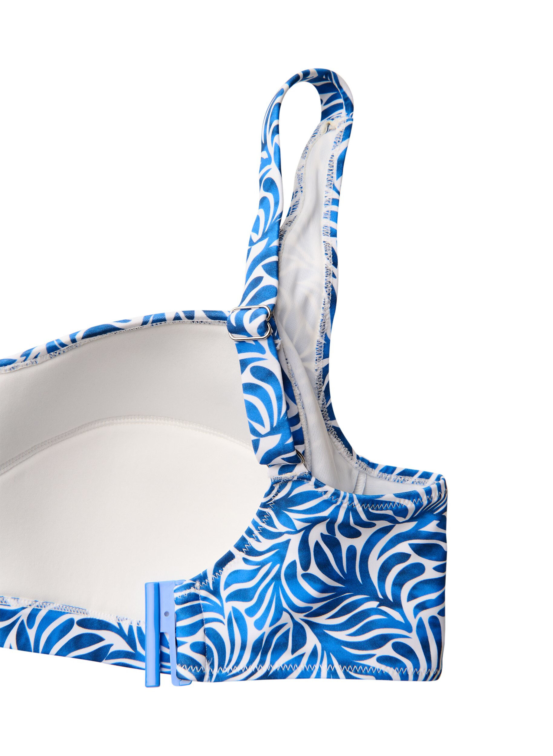 Zizzi Bikini overdel med vattering og print, Bl&aring;, Packshot image number 3