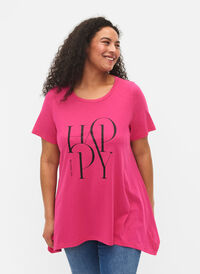 T-shirt i bomuld med teksttryk, Beetroot Purple HAP, Model