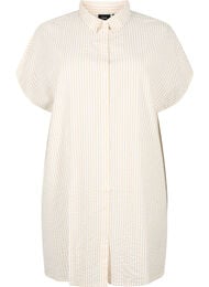 Lang stribet skjorte i bomuld , White/Natrual Stripe