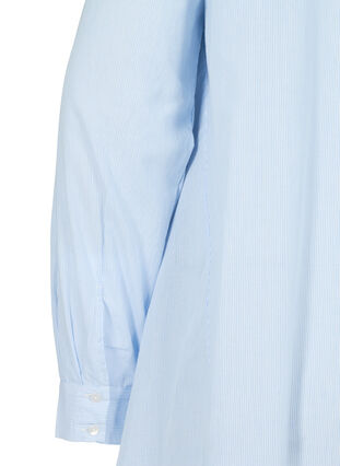 Bomulds skjorte med striber og flæser, Blue Stripe, Packshot image number 3