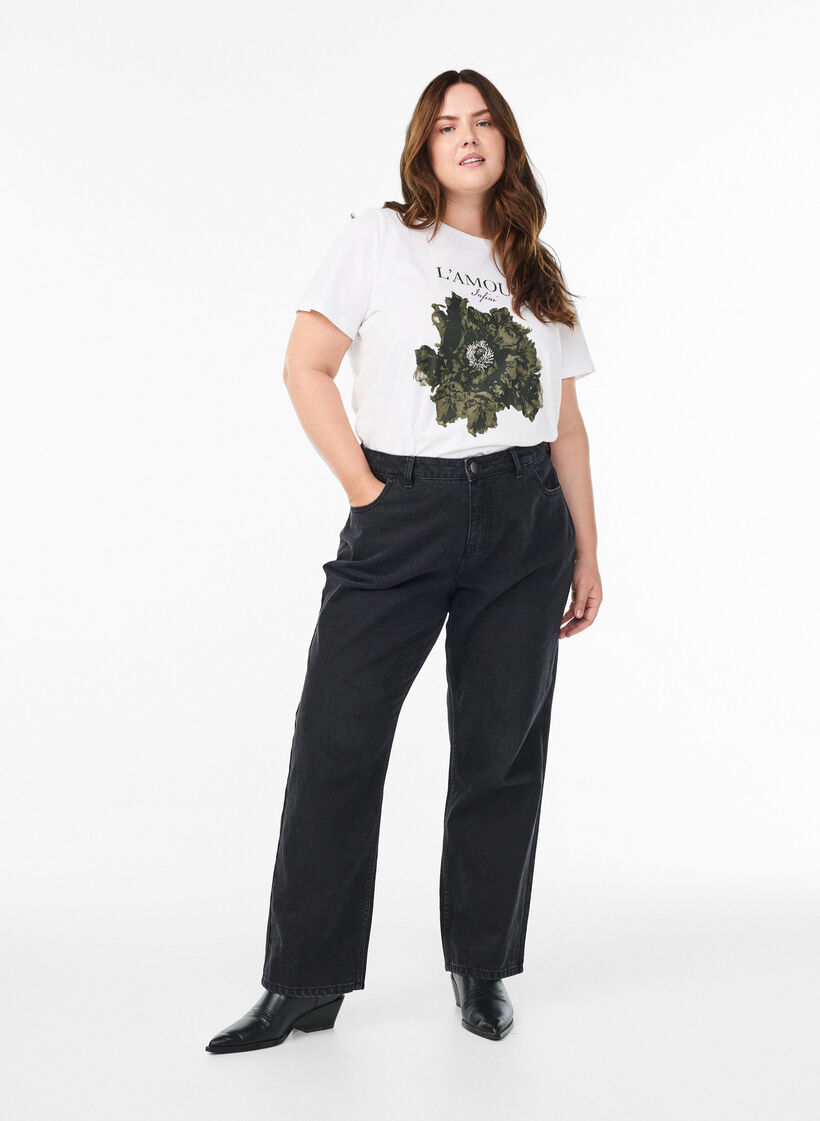 Bomulds t-shirt med frontmotiv, Hvid, Model image number 1