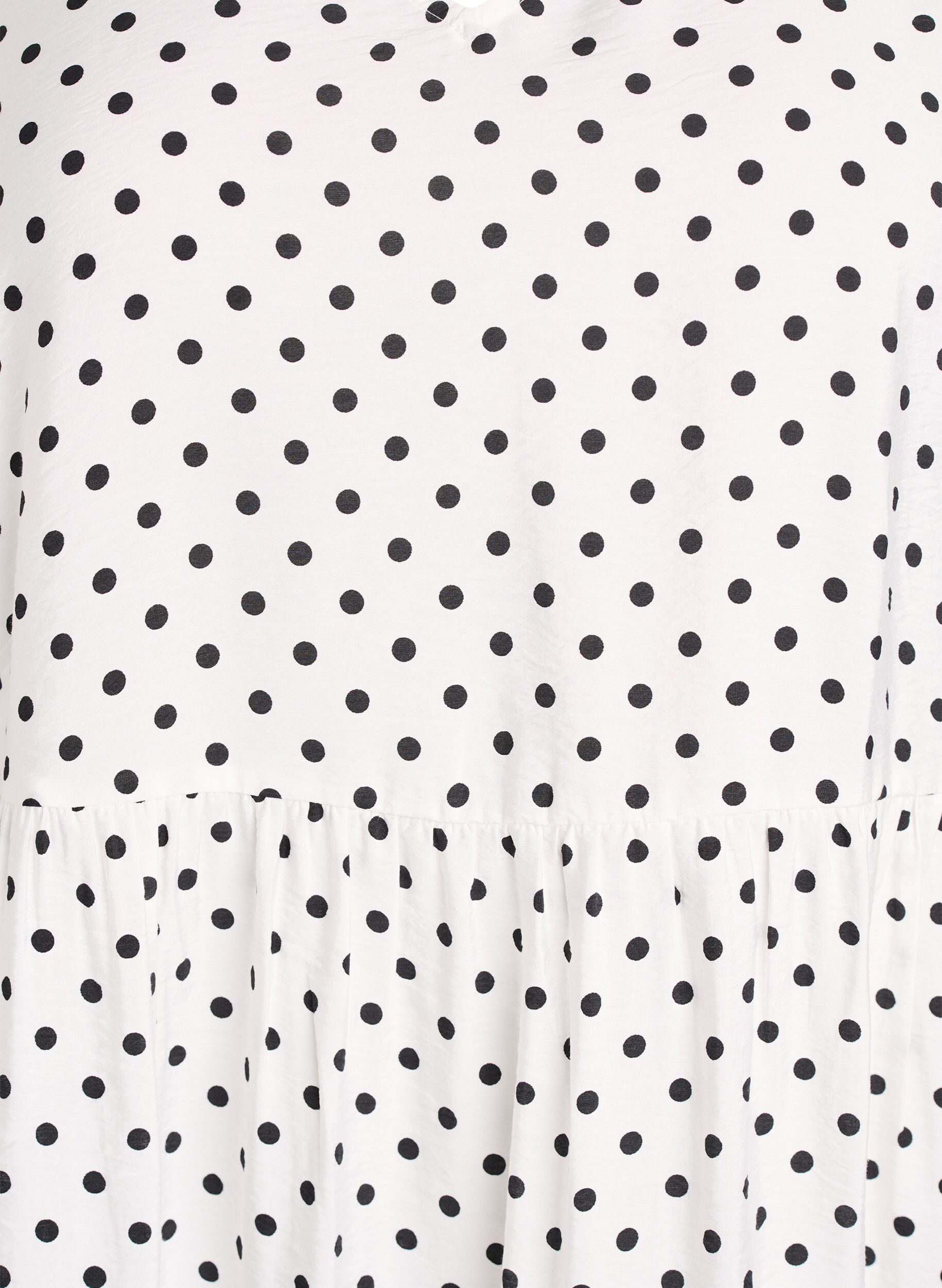 Zizzi Prikket kjole med v-udsk&aelig;ring og A-form, Hvid, Packshot image number 2