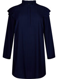 Kort kjole med flæser og glimmer, Blå