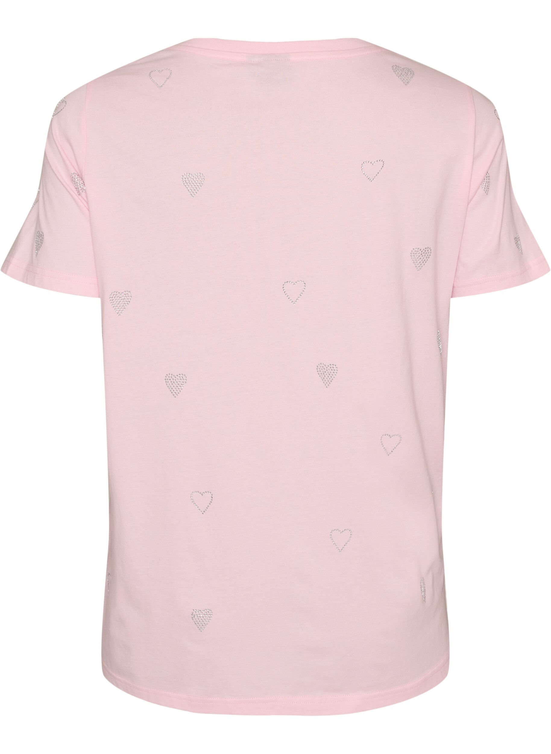 ZizziT-shirt i &oslash;kologisk bomuld med hjerter, Lyser&oslash;d, Packshot image number 1