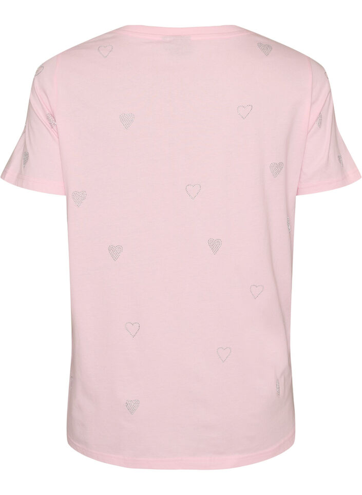 T-shirt i &oslash;kologisk bomuld med hjerter, Lyser&oslash;d, Packshot image number 1