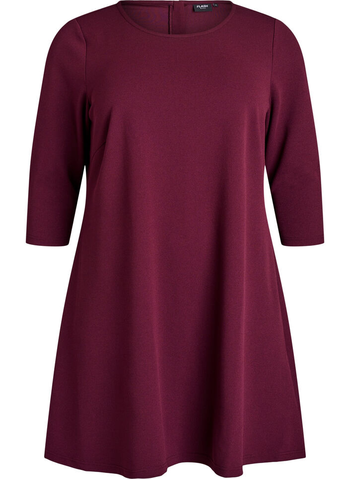 Kort kjole med a-facon og 3/4 &aelig;rmer, R&oslash;d, Packshot image number 0
