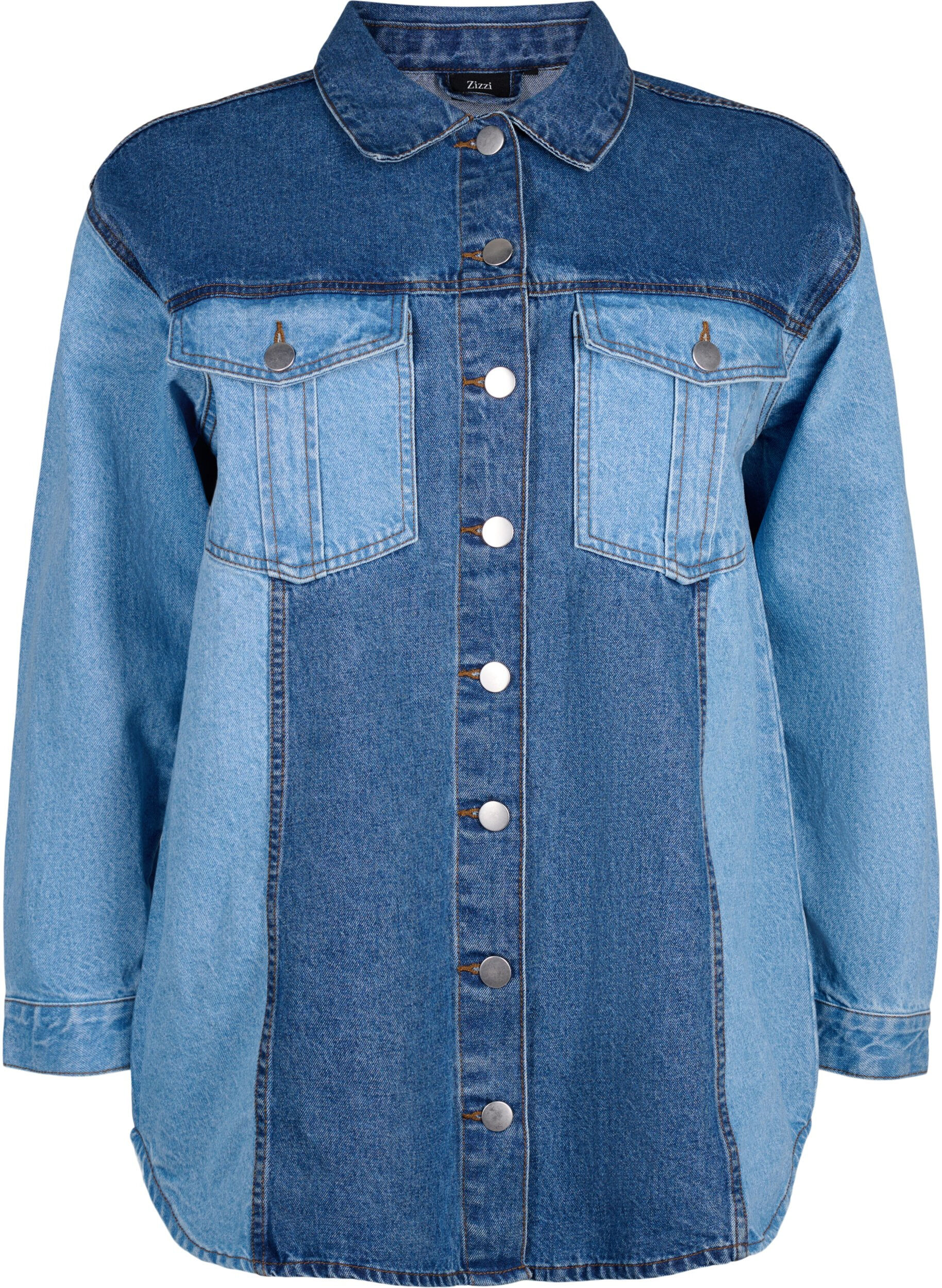 Zizzi Colorblock denim jakke , Light Blue Denim, Packshot image number 0