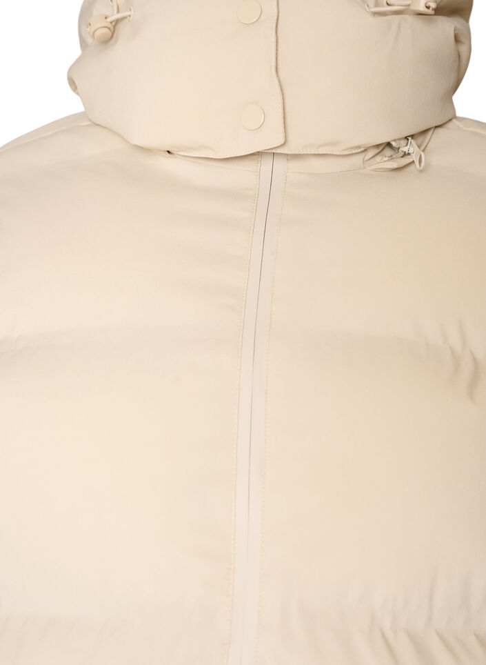 Kort pufferjakke med aftagelig h&aelig;tte, Vanilla, Packshot image number 2