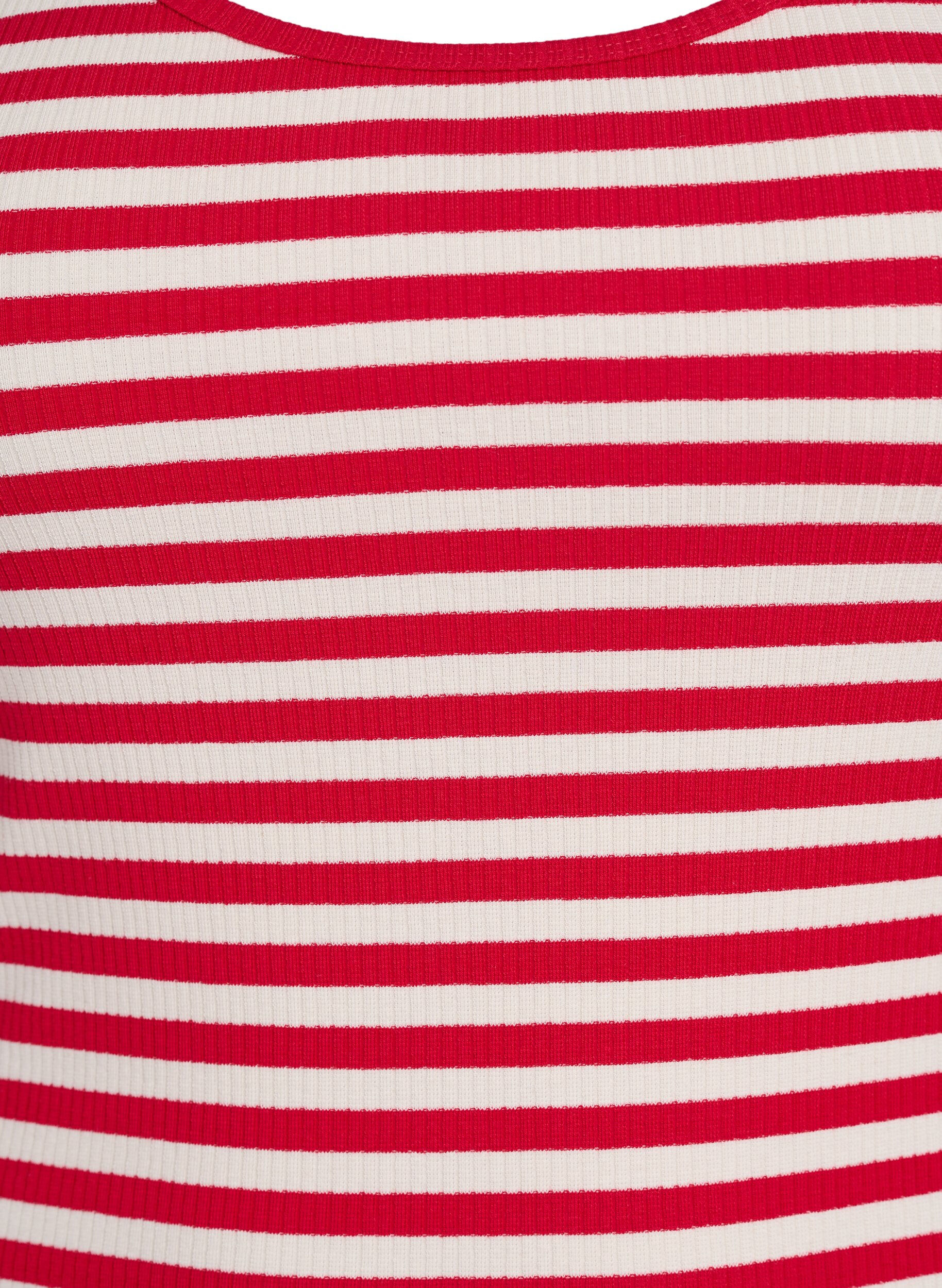 Zizzi Stribet tanktop med ribstruktur, Snow W. U.R.Stripe, Packshot image number 2