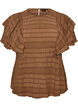 Bluse med smock-struktur og fl&aelig;se&aelig;rmer, Brun, Packshot image number 0