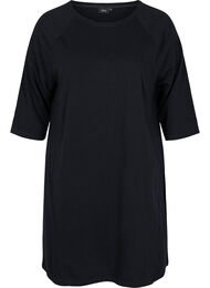 Kampagnevare - Bomulds sweatkjole med lommer og 3/4 ærmer, Black