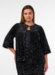 Cardigan med pailletter og 3/4-&aelig;rmer, Sort, Model image number 0