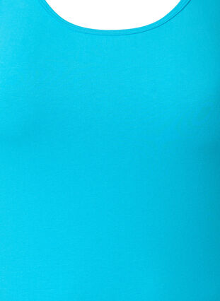 Ensfarvet basis top i bomuld, Blue Atoll, Packshot image number 2