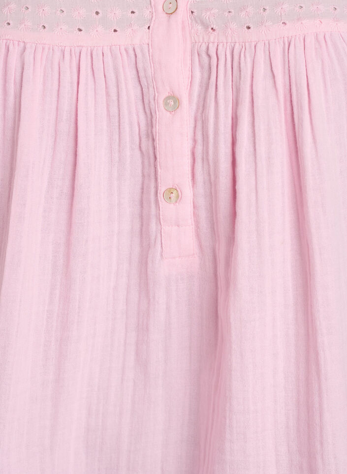 Bluse i bomuldsmusselin med broderi anglaise, Lyser&oslash;d, Packshot image number 2