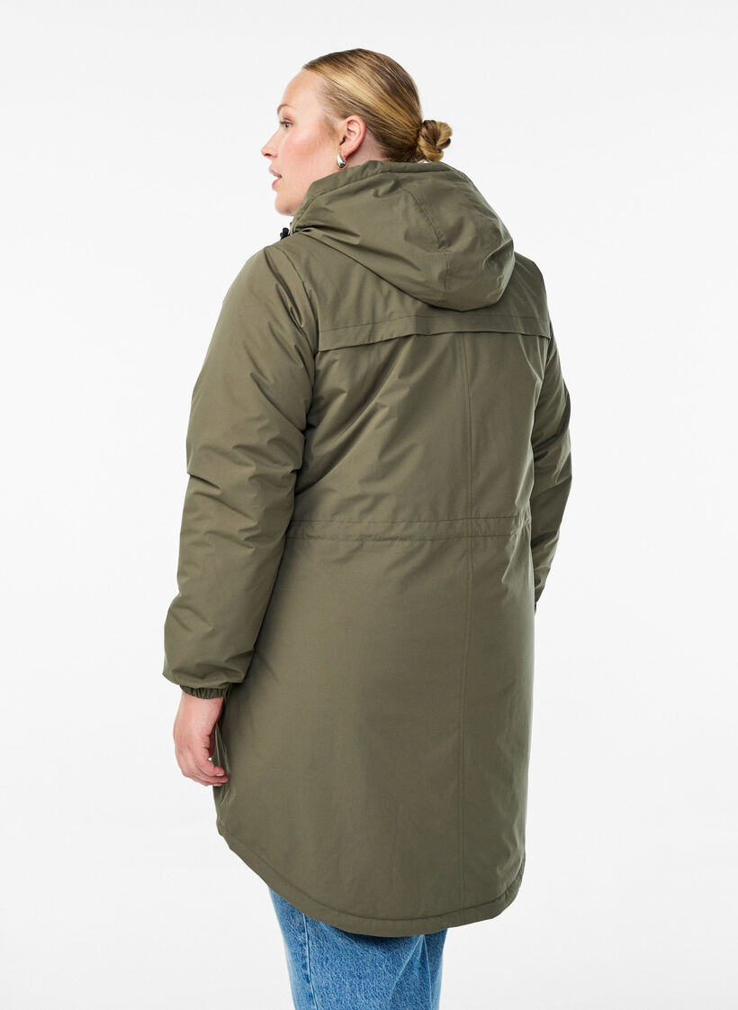 Let vatteret parka med hætte , Grøn, Model image number 2