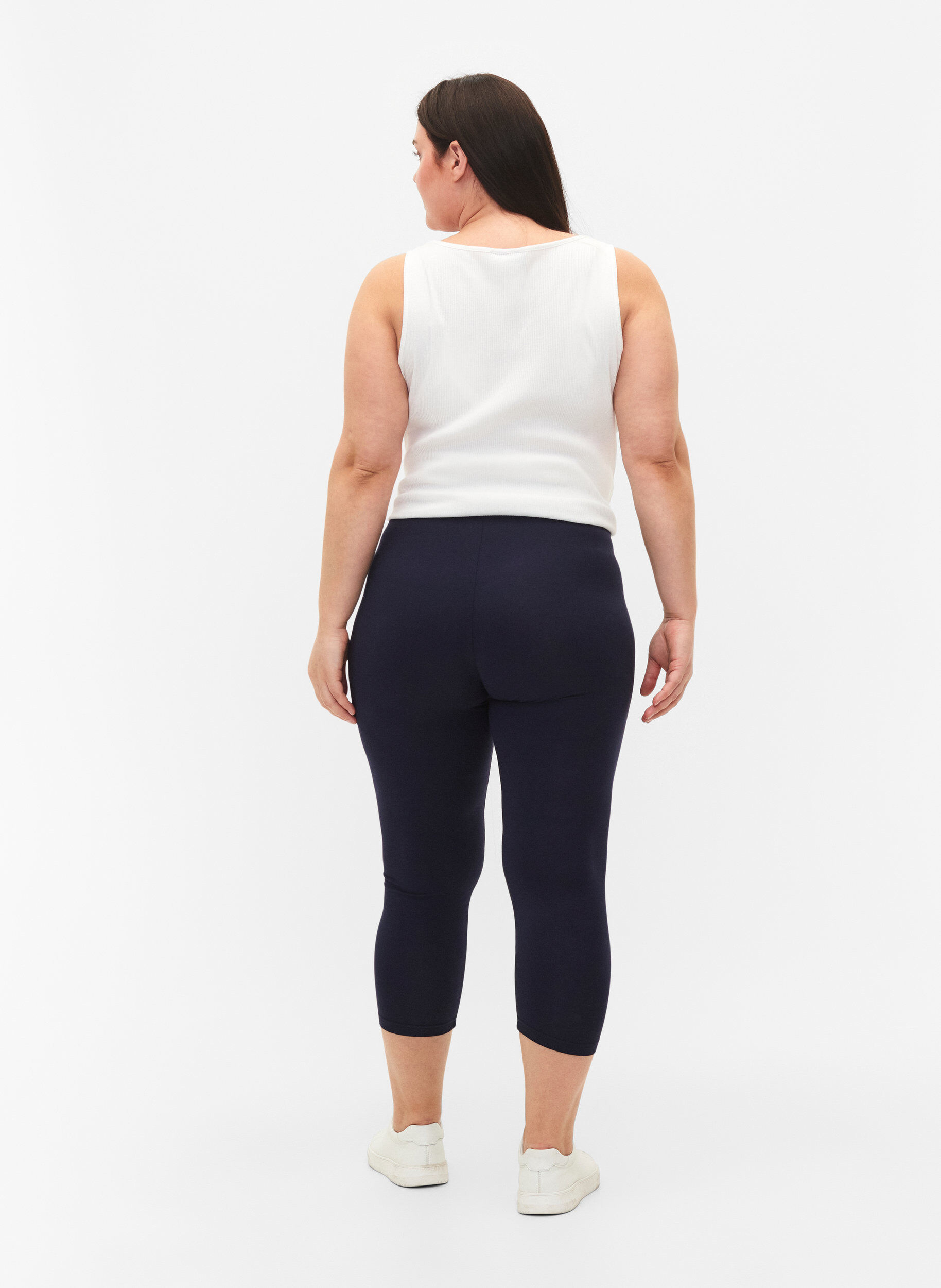Zizzi Basis 3/4 leggings i viskose, Bl&aring;, Model image number 2