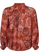 Bluse i viskose med paisleyprint og fl&aelig;ser, Orange, Packshot image number 1