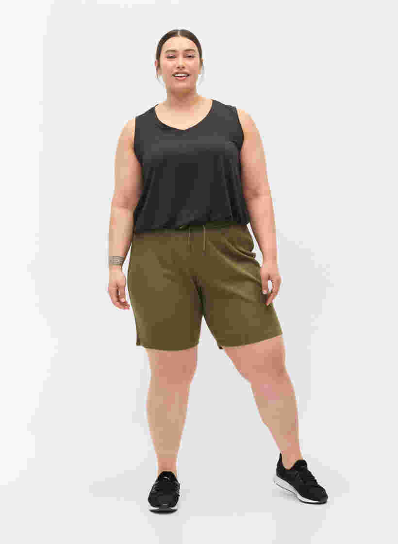 Løse shorts med ribstruktur, Ivy Green, Model image number 3