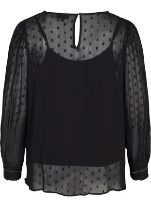 Langærmet bluse med detaljer, Black, Packshot image number 1