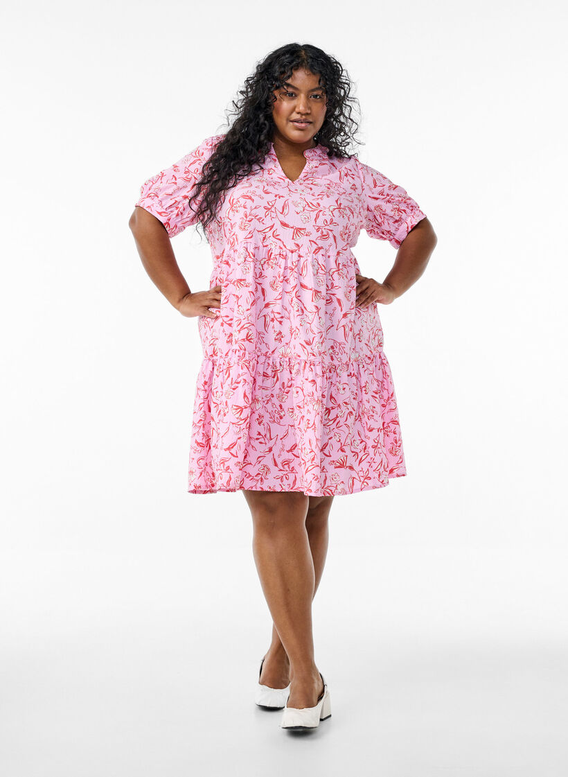 Kort kjole med A-facon, Lilla, Model image number 1