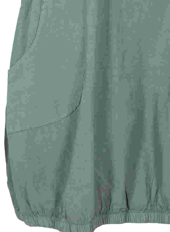 Ærmeløs kjole i bomuld, Balsam Green, Packshot image number 3