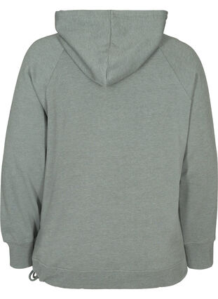 Meleret sweatshirt med hætte og lomme, Balsam Melange, Packshot image number 1