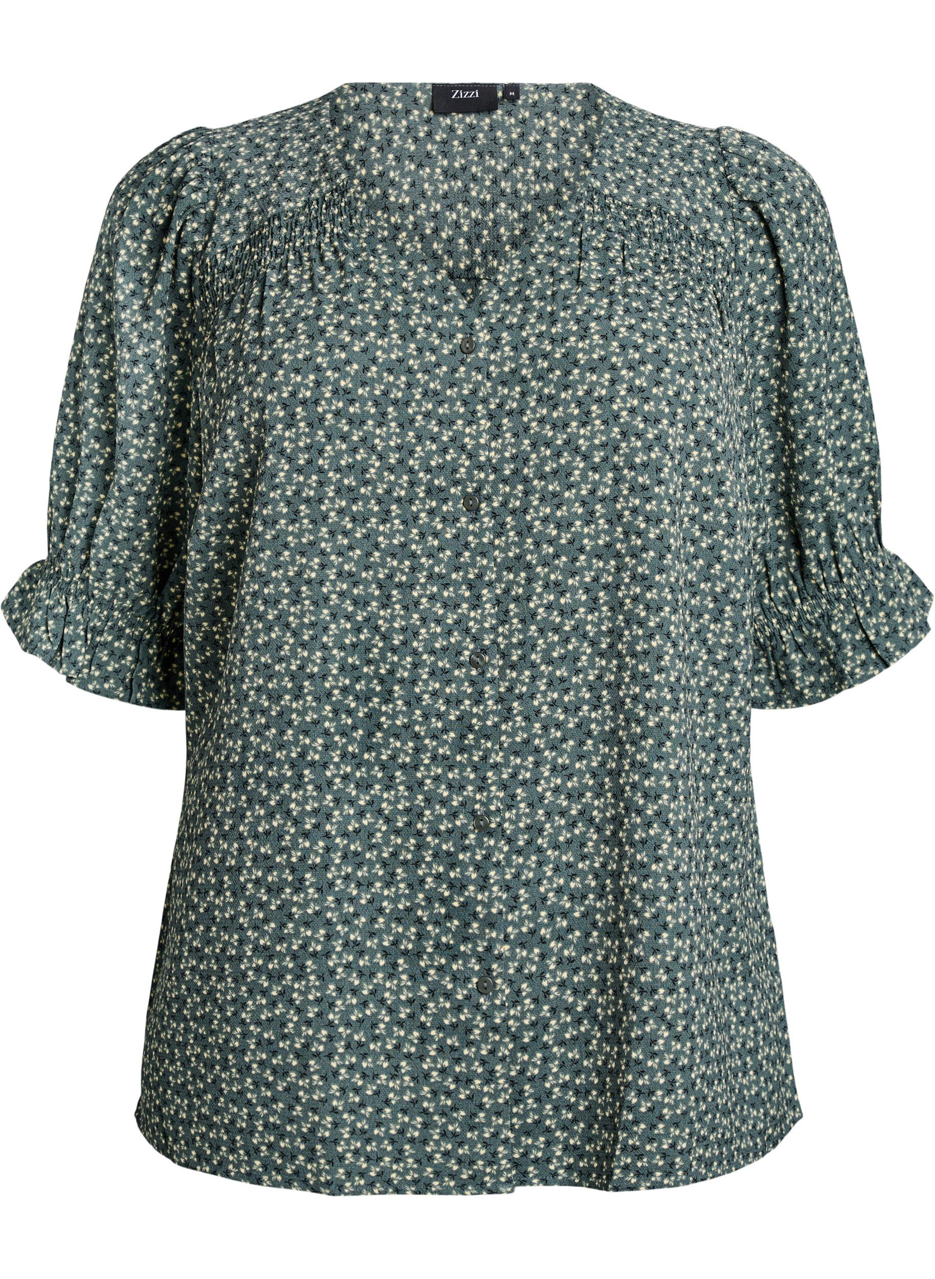ZizziSkjortebluse med 1/2 &aelig;rmer, Gr&oslash;n, Packshot image number 0