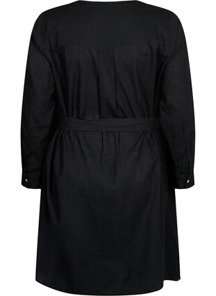 Skjortekjole med lange ærmer, Black, Packshot image number 1
